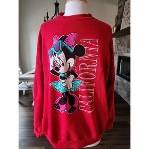 Disney Minnie Mouse Big Print California‎ Graphic Sweatshirt Red Women's Vintage